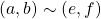 (a, b)\sim (e, f)