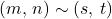 (m,\,n)\sim(s,\,t)