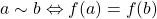 a\sim b \Leftrightarrow f(a)=f(b)