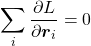 \begin{equation*} \sum_i\frac{\partial L}{\partial \boldsymbol{r}_i}=0 \end{equation*}